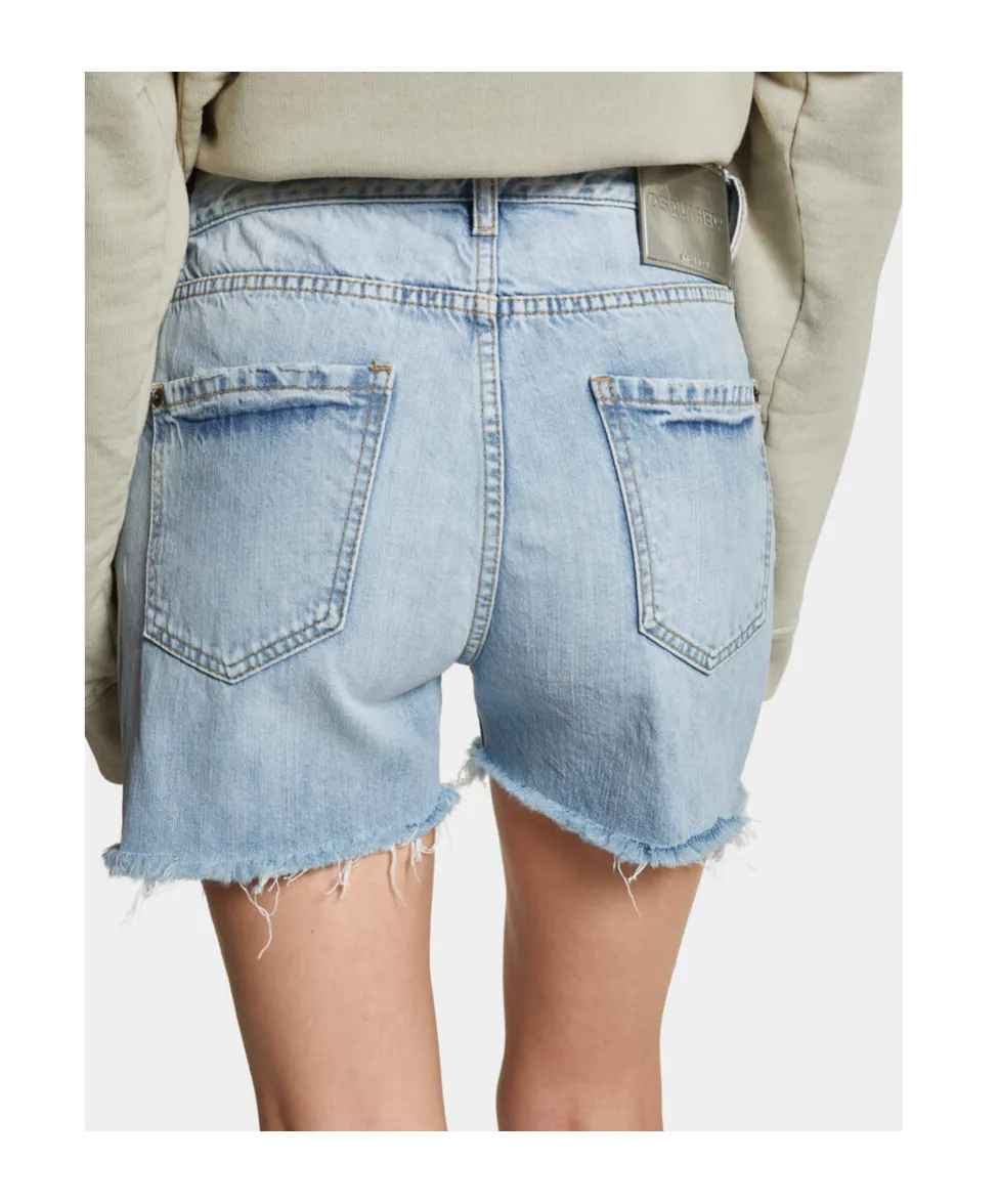Dsquared2 Logo-Patch Distressed Denim Shorts