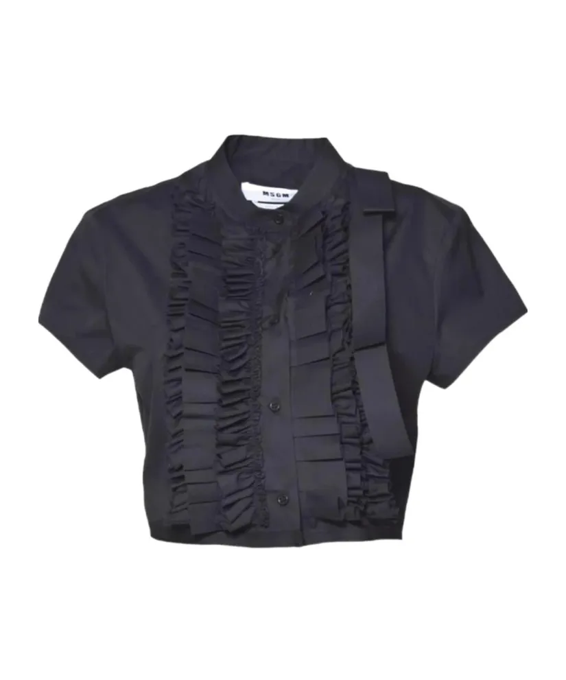 Msgm Cropped Ruffled Shirt