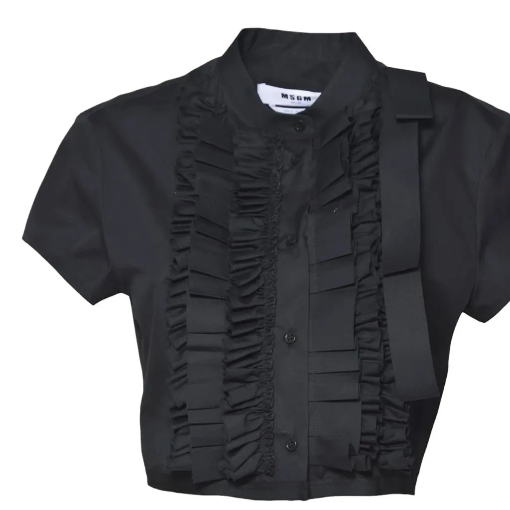 Msgm Cropped Ruffled Shirt