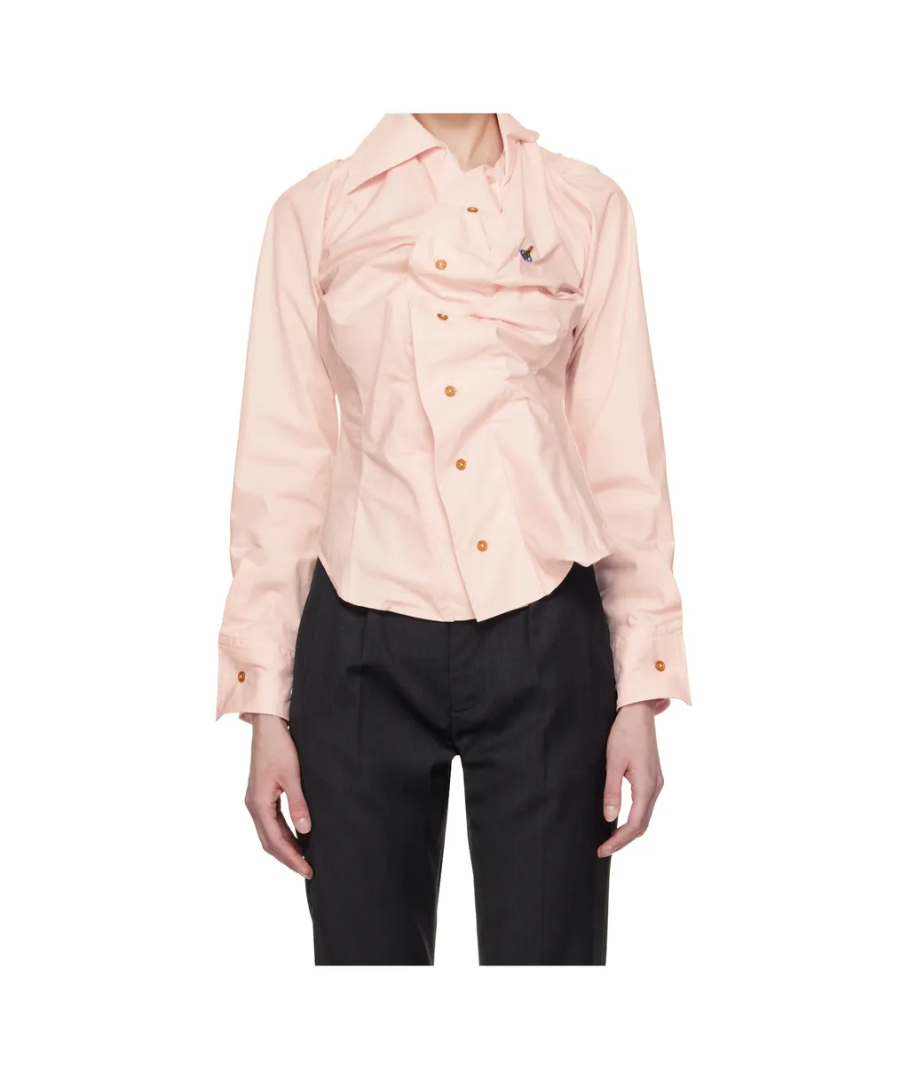 Vivienne Westwood Orb Embroidered Buttoned Drunken Shirt