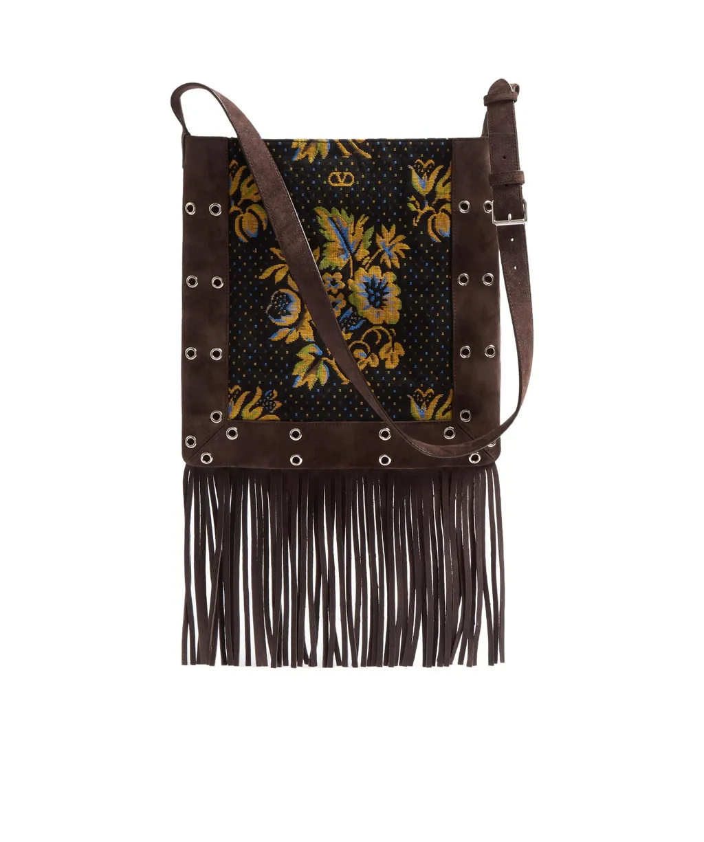 Valentino NellcÔTe Jacquard Fringed Edge Shoulder Bag