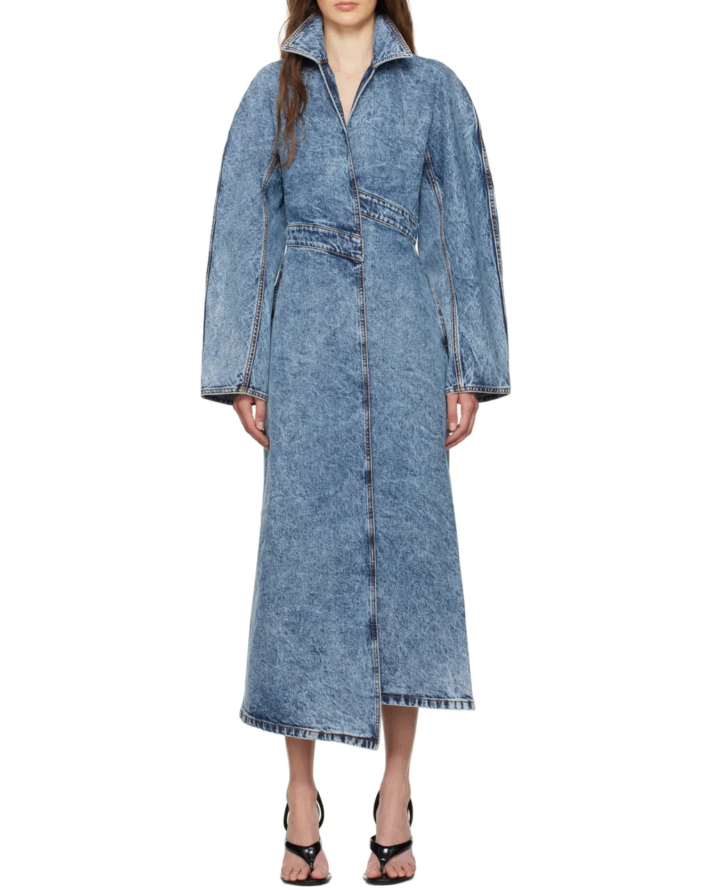 AlaÏA Spiral Denim Trench Coat
