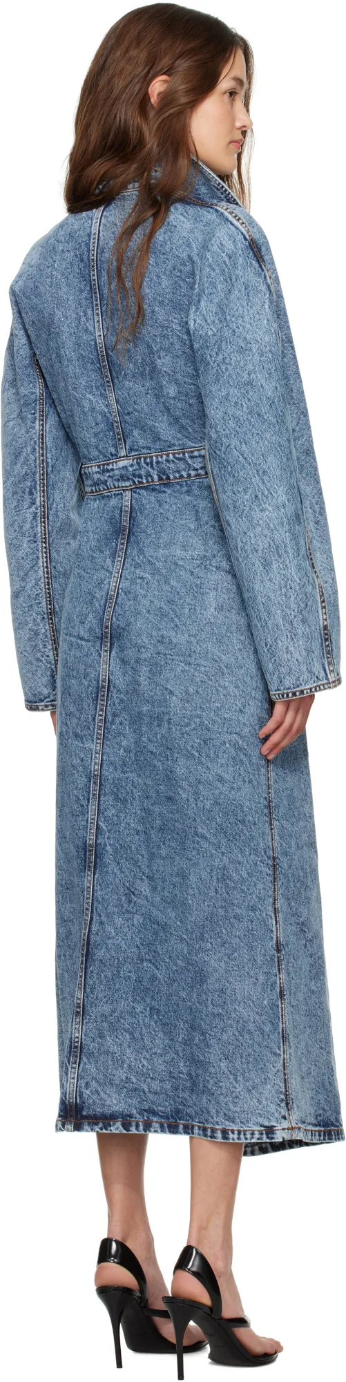 AlaÏA Spiral Denim Trench Coat