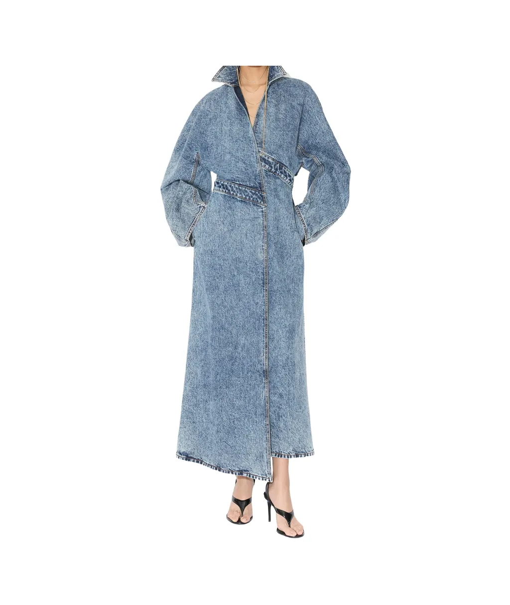 AlaÏA Spiral Denim Trench Coat