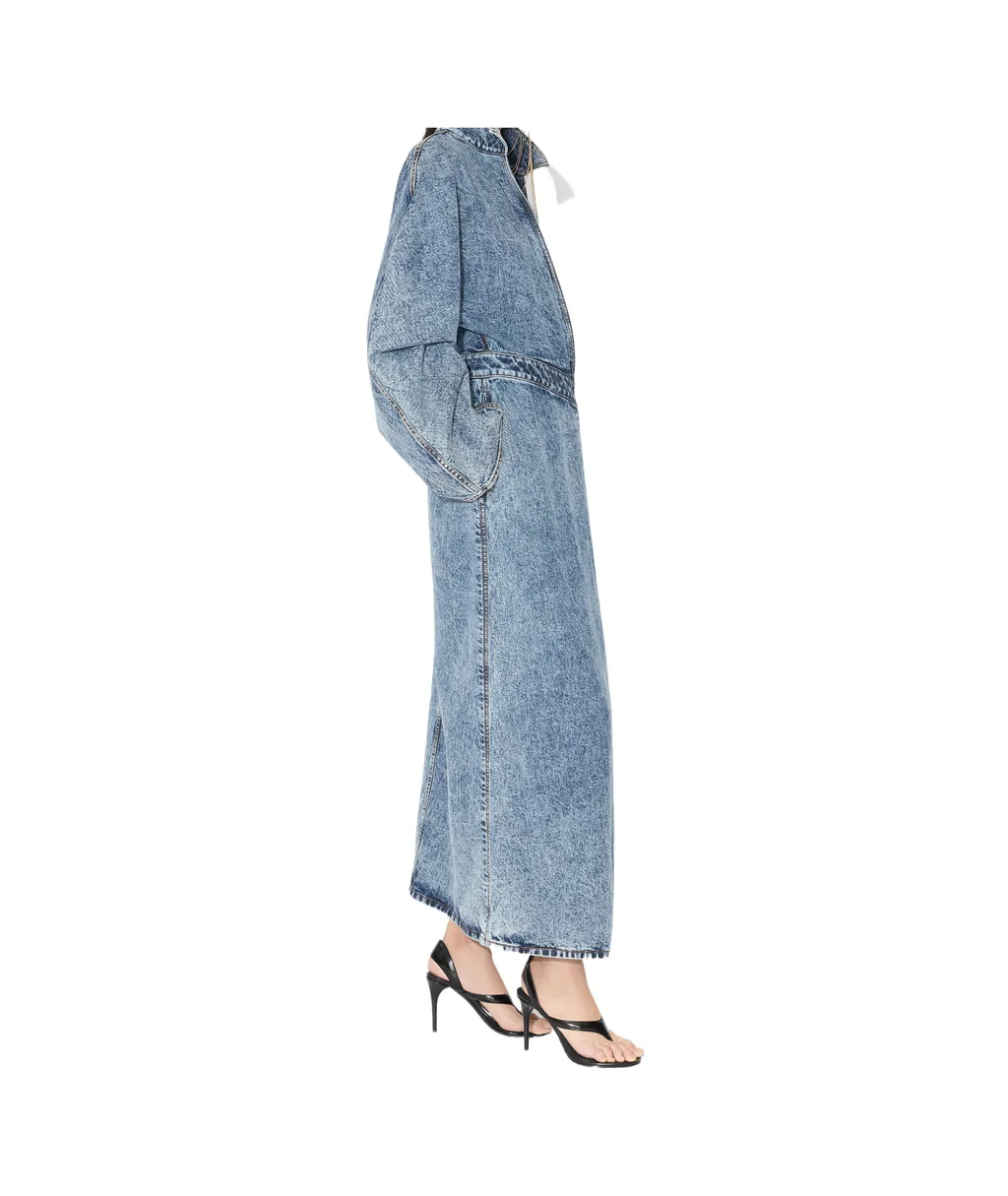 AlaÏA Spiral Denim Trench Coat