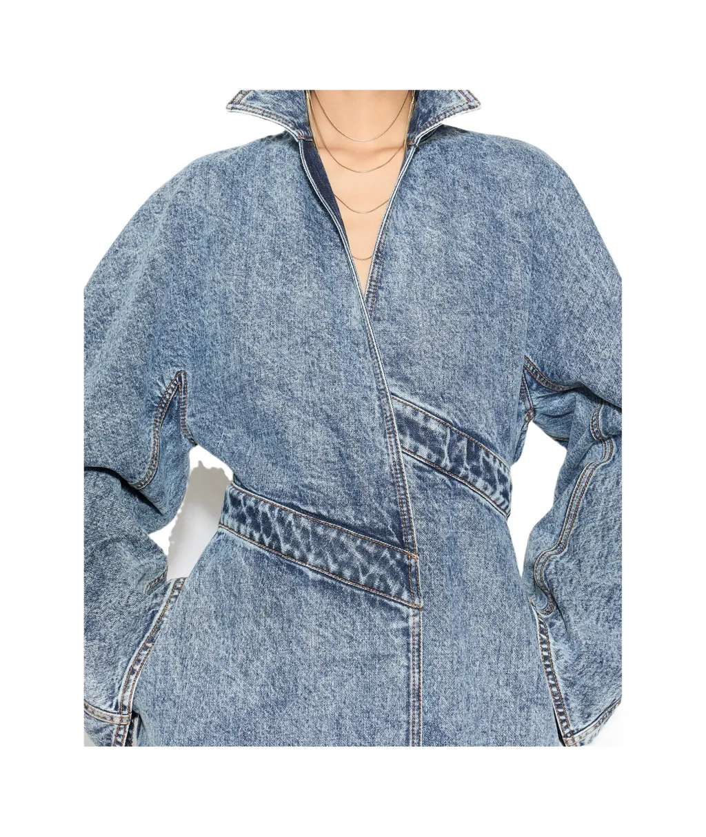 AlaÏA Spiral Denim Trench Coat