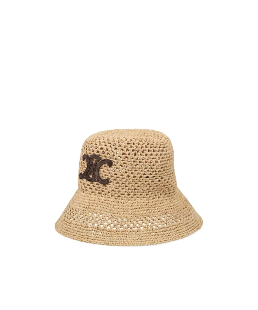 Triomphe Bucket Hat In Raffia