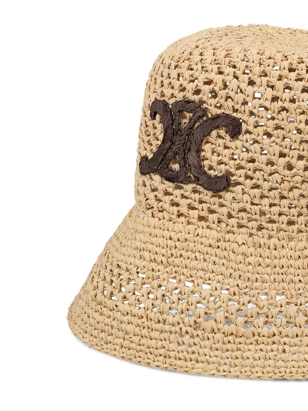 Triomphe Bucket Hat In Raffia