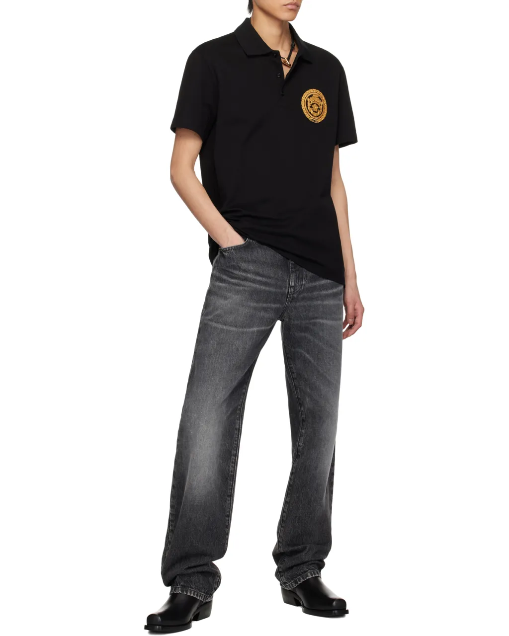Versace Medusa-Printed Short-Sleeved Polo Shirt