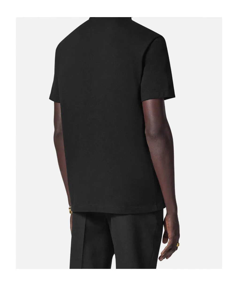 Versace Medusa-Printed Short-Sleeved Polo Shirt