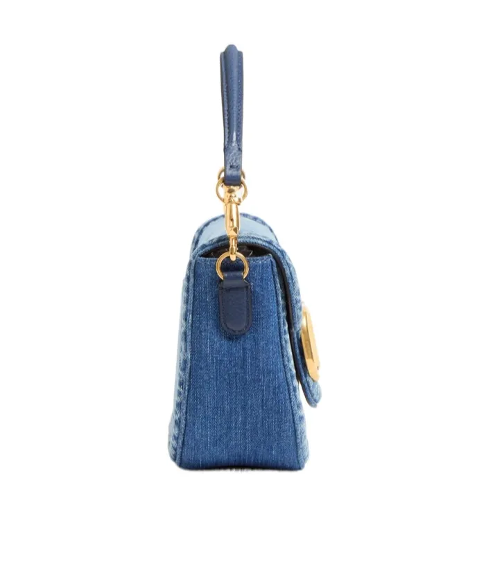 Valentino Garavani Logo Plaque Denim Shoulder Bag
