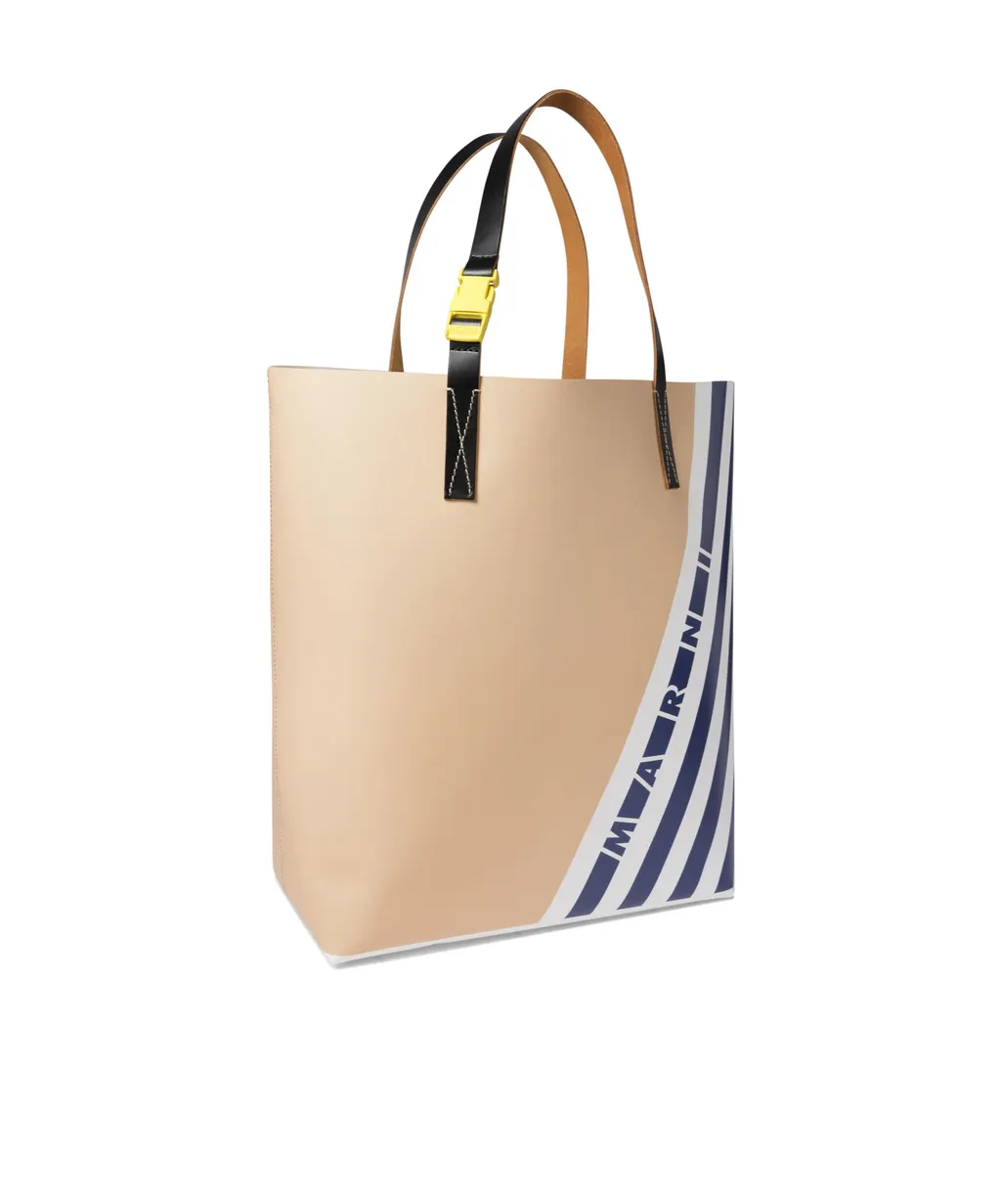 Marni Logo Printed Striped Tote Bag