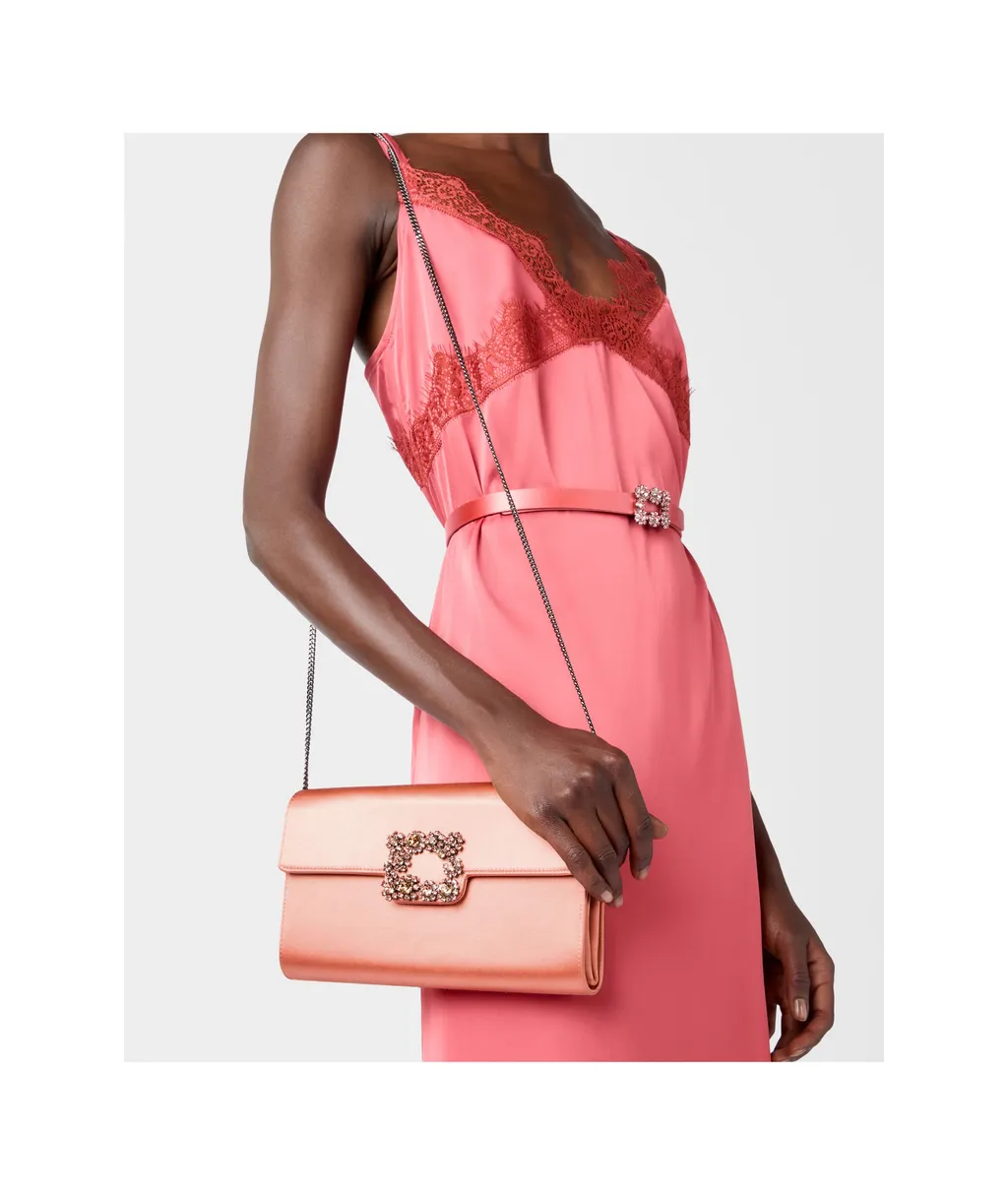 Roger Vivier Efflorescence Embellished Satin Clutch Bag