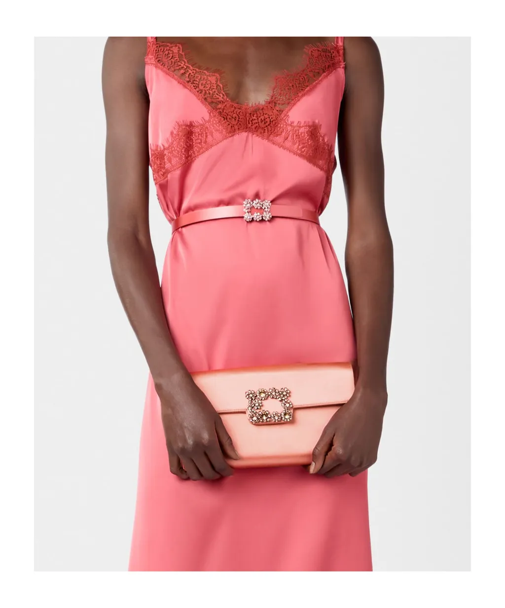 Roger Vivier Efflorescence Embellished Satin Clutch Bag