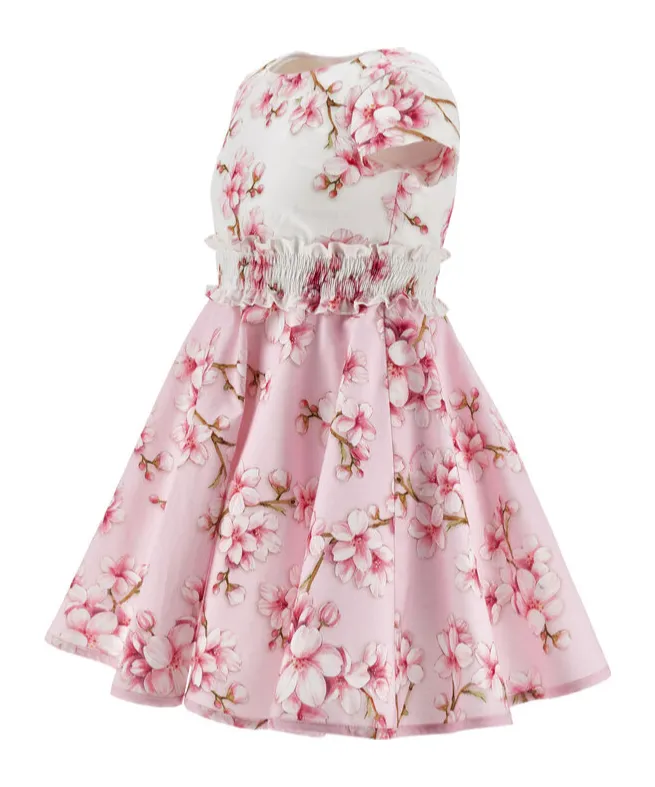 Monnalisa Peach Blossom Flared Dress