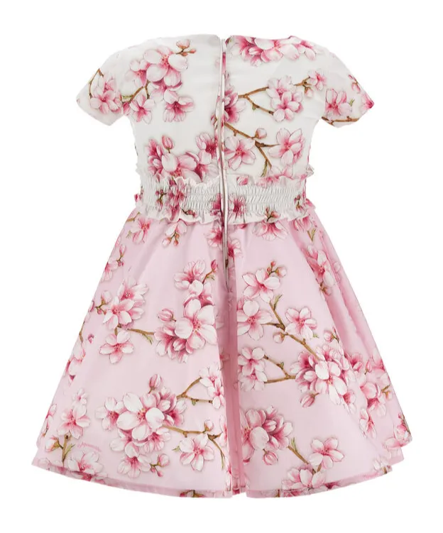 Monnalisa Peach Blossom Flared Dress
