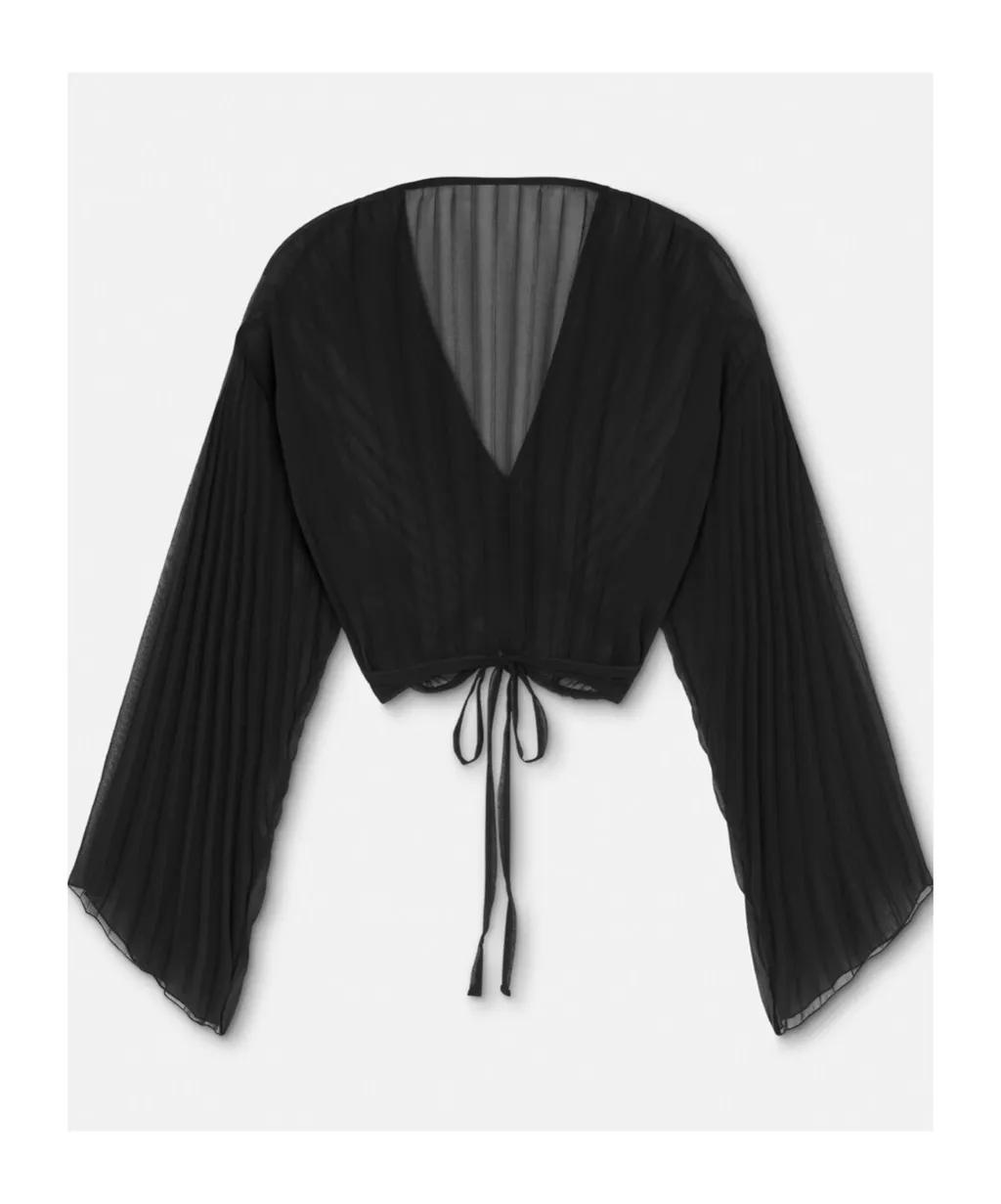 Versace V-Neck Pleated Cropped Blouse