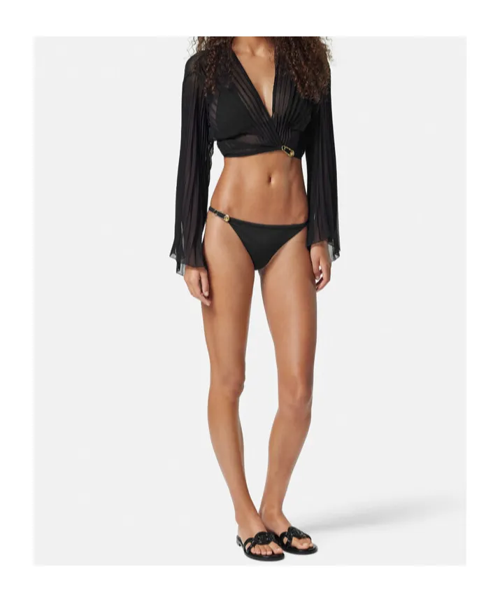 Versace V-Neck Pleated Cropped Blouse