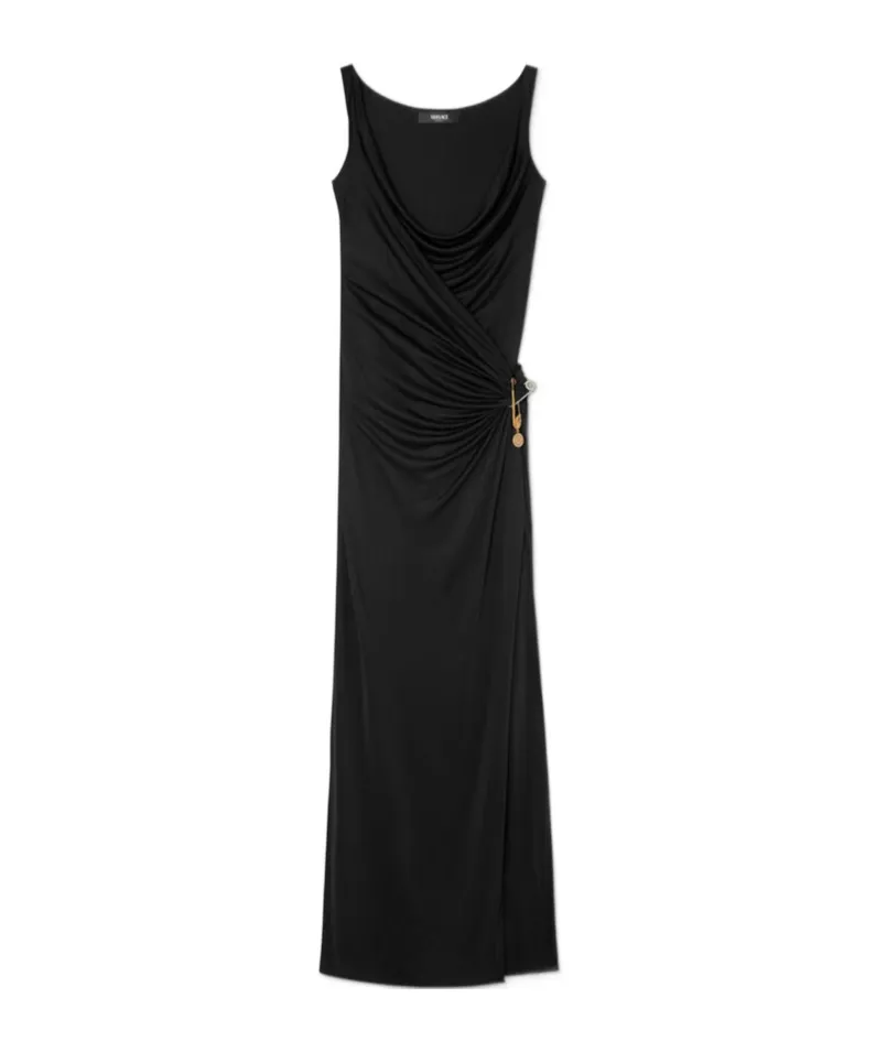 Versace Sleeveless Safety Pin Detailed Dress