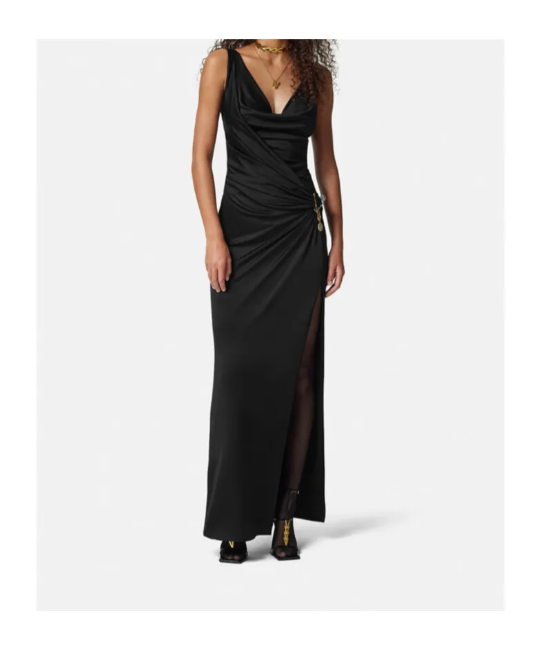 Versace Sleeveless Safety Pin Detailed Dress