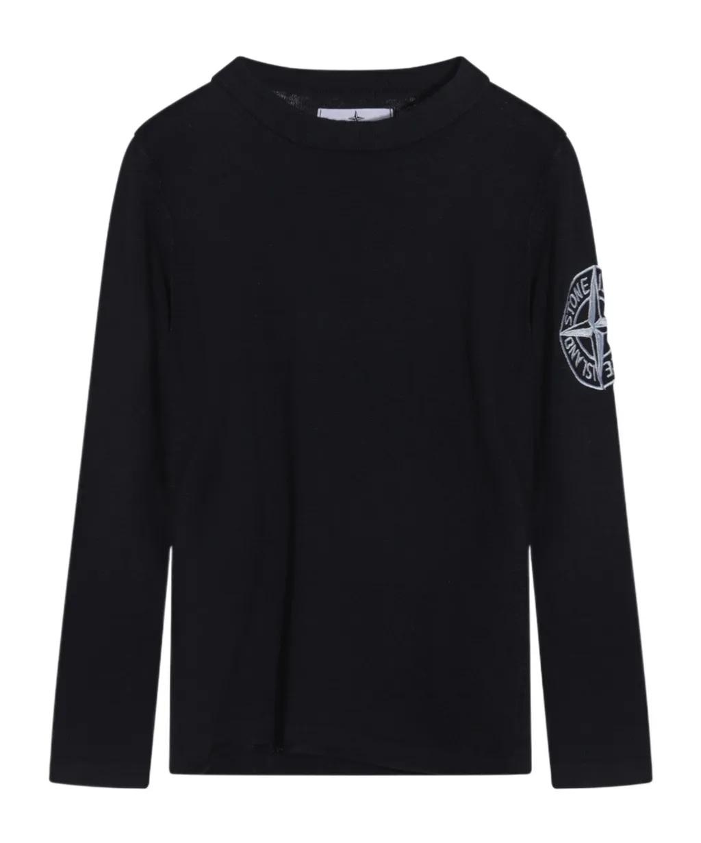 Stone Island Junior Compass Embroidered Long-Sleeved T-Shirt