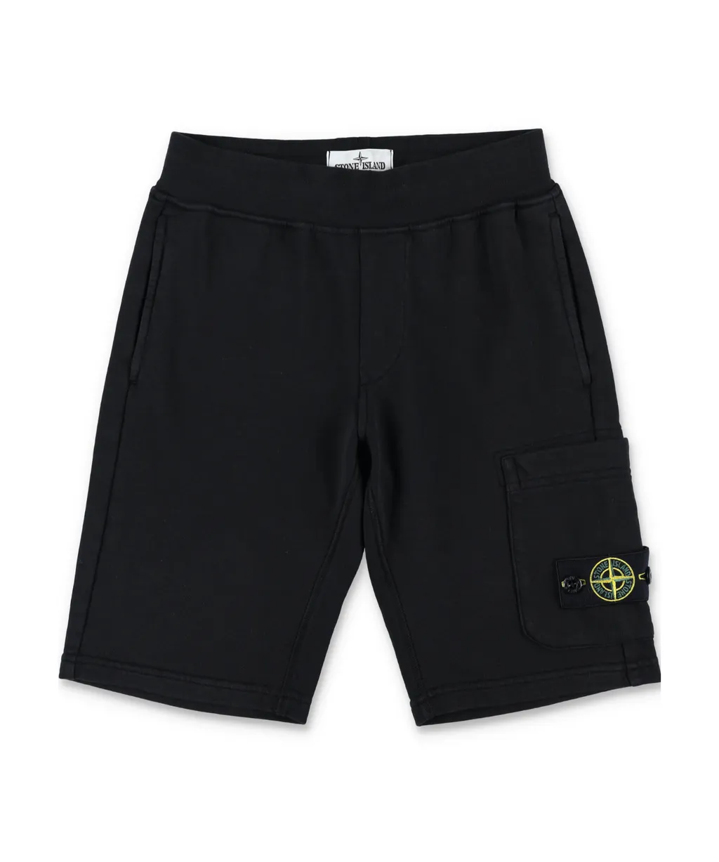Stone Island Junior Compass-Patch Elasticated Waistband Shorts
