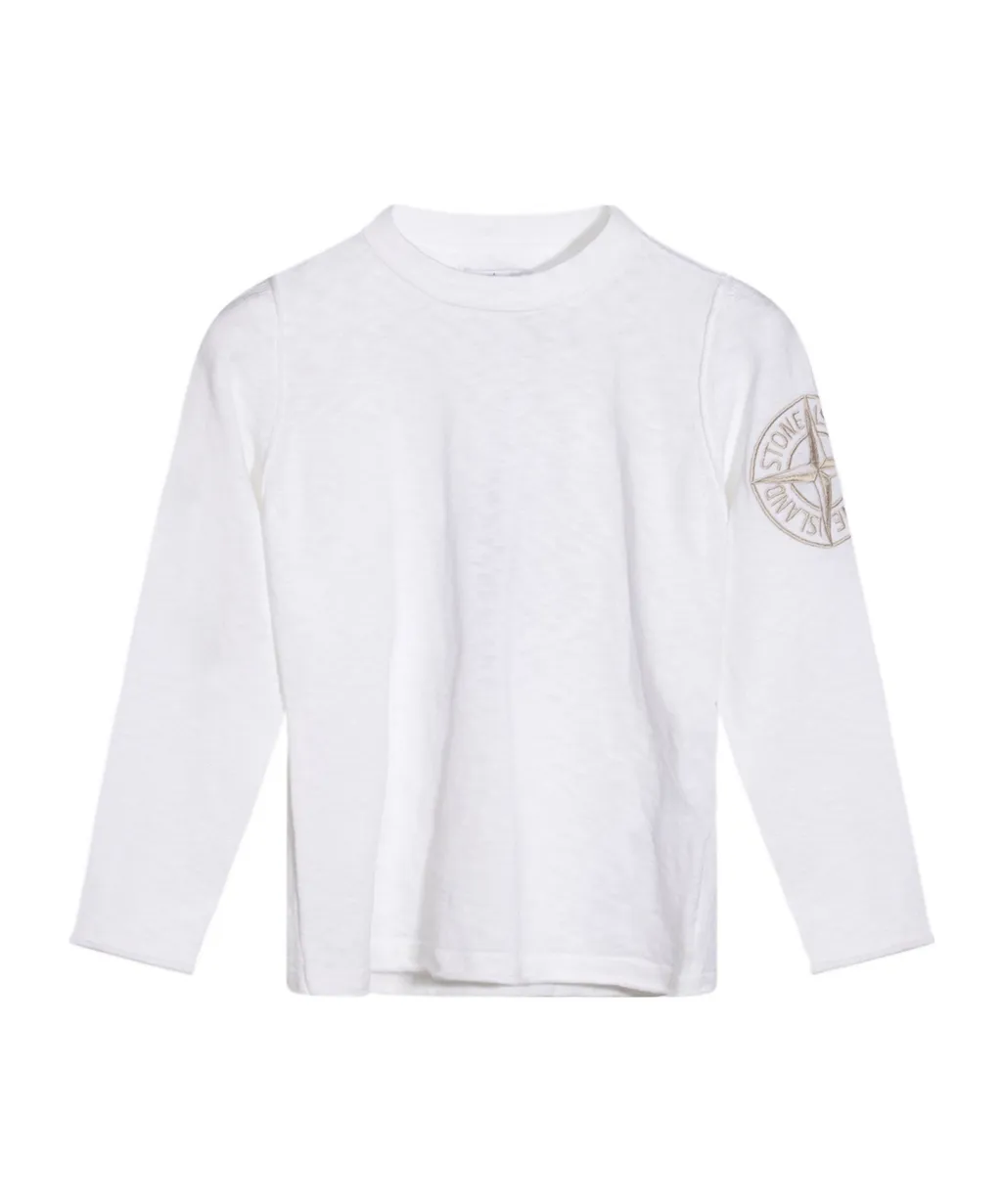 Stone Island Junior Compass Embroidered Long-Sleeved T-Shirt