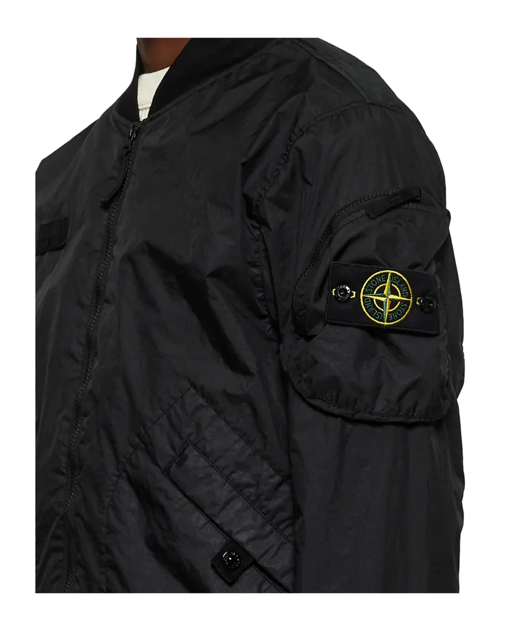 Stone Island Logo Patch Zip-Up Bomber Jacket
