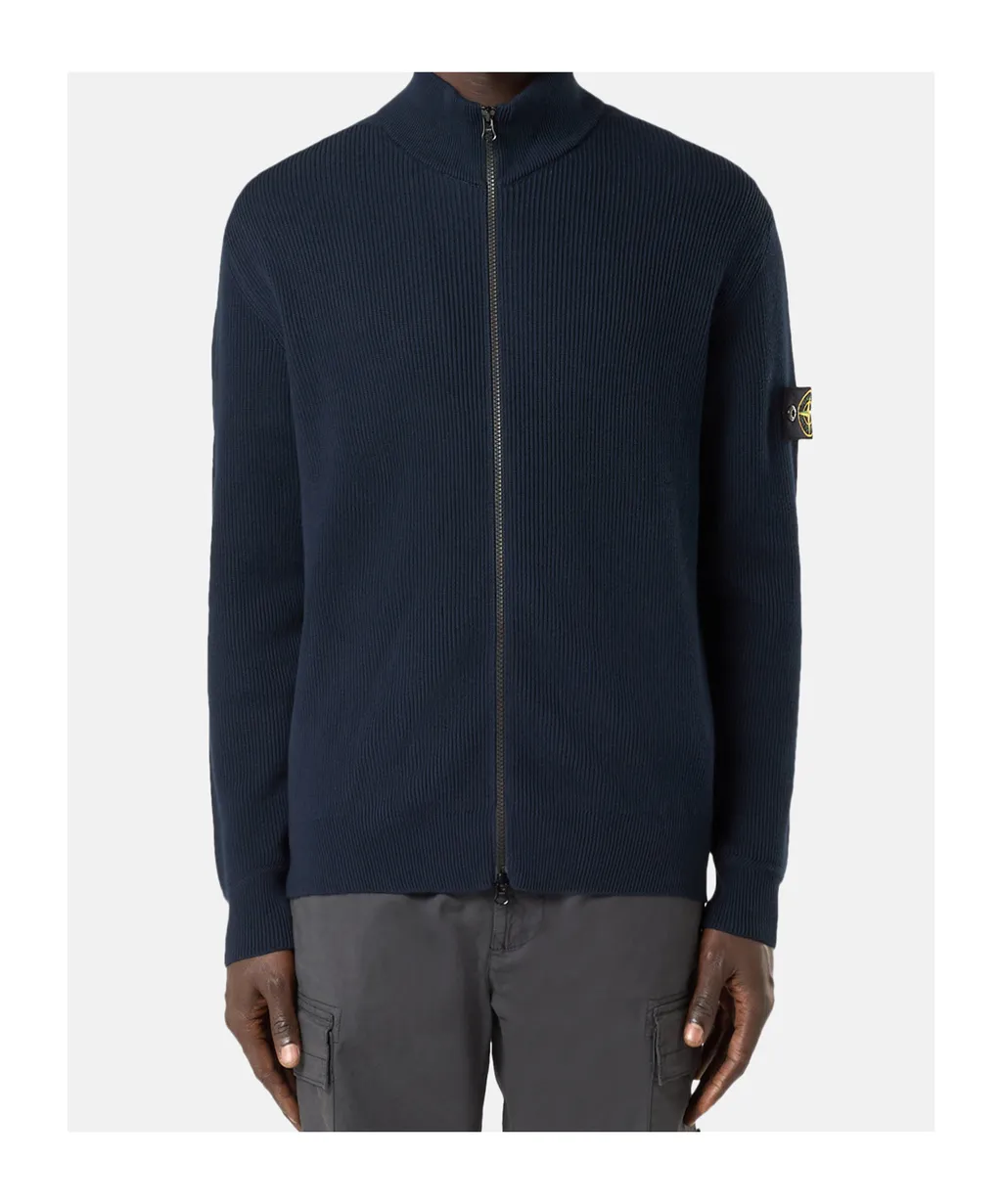 Stone Island Logo Patch Zip-Up Cardigan