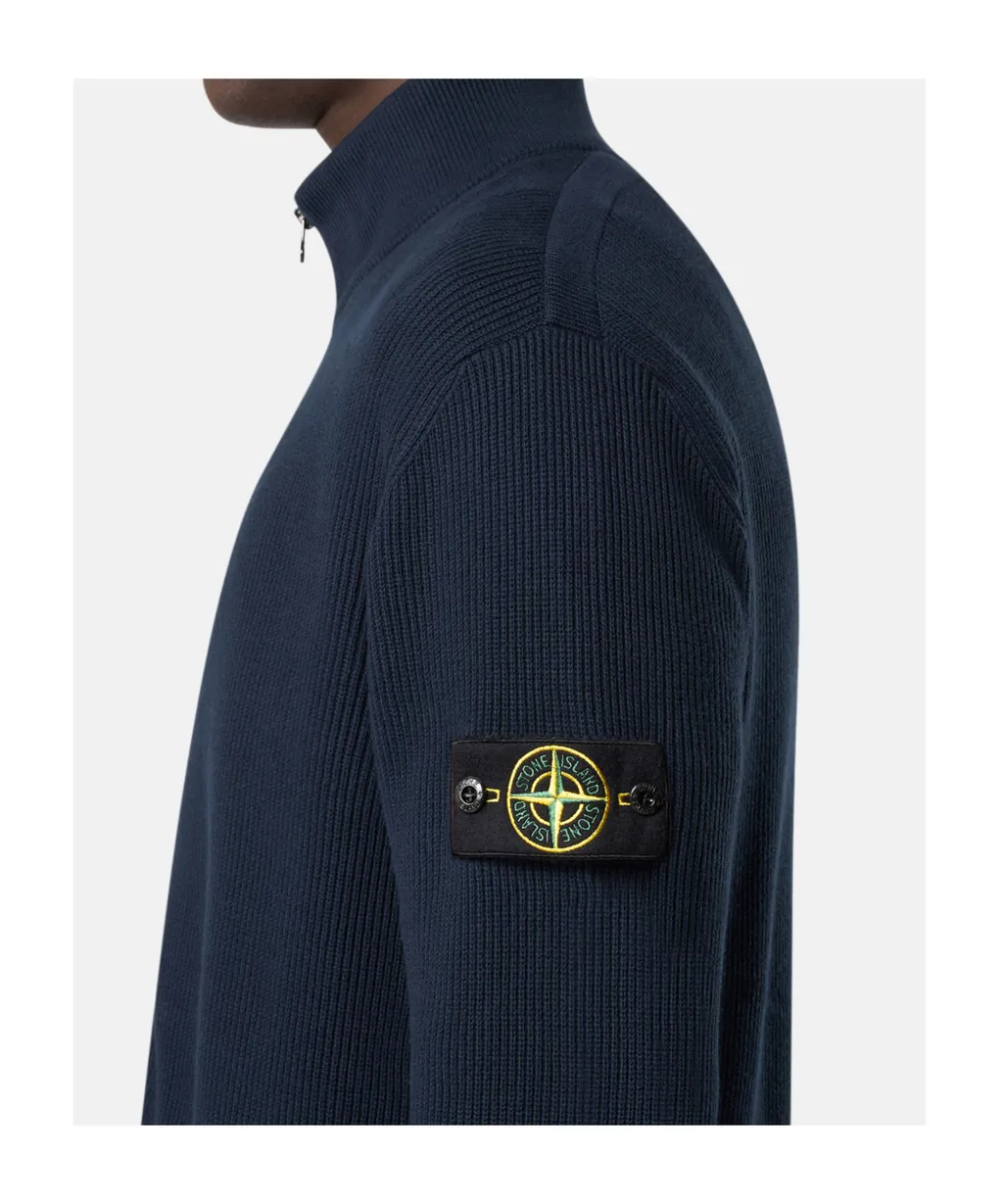 Stone Island Logo Patch Zip-Up Cardigan
