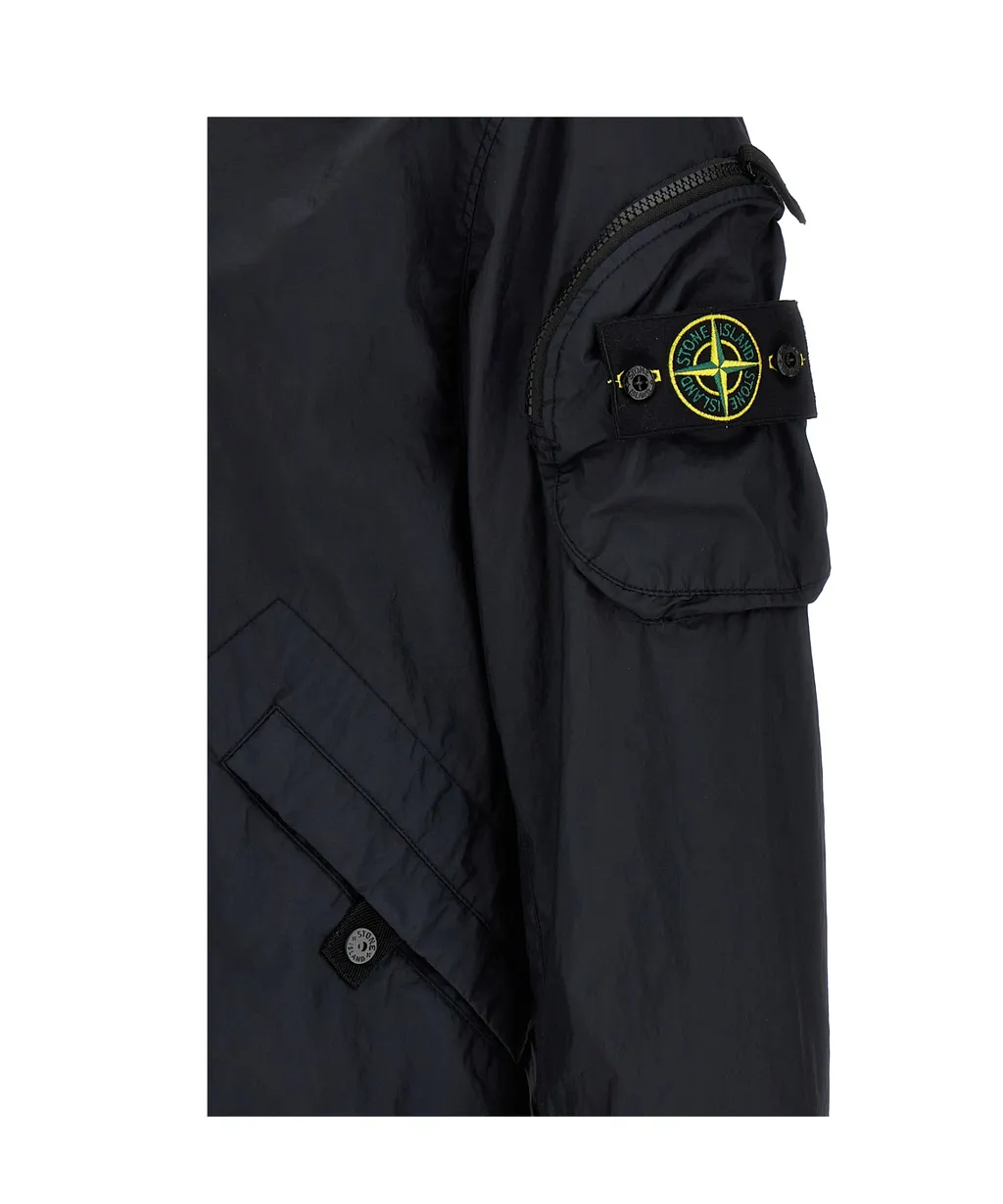Stone Island Logo Patch Zip-Up Bomber Jacket