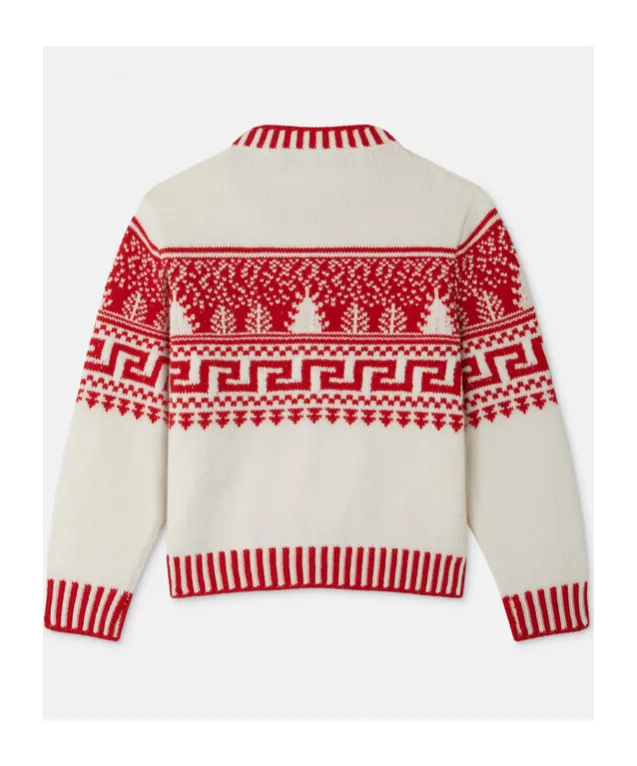 Versace Kids Fair Isle-Jacquard Crewneck Cardigan