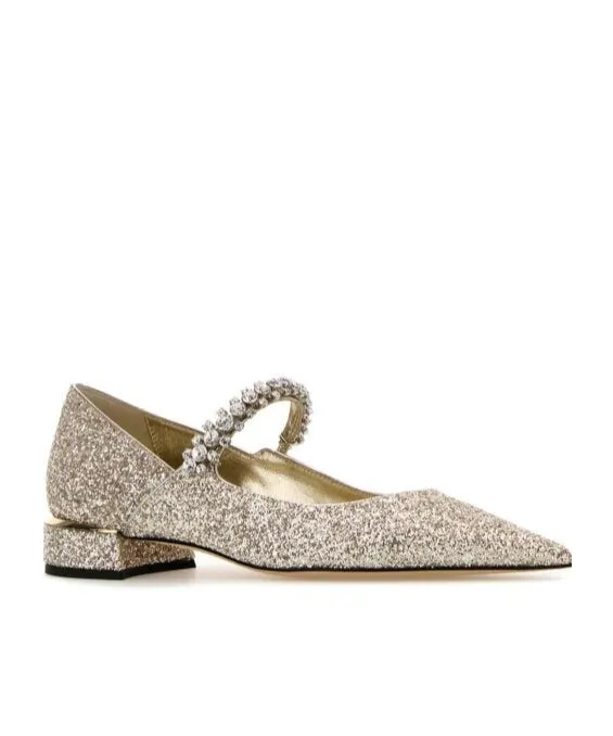 Jimmy Choo Bing Glittery Flat Shoes