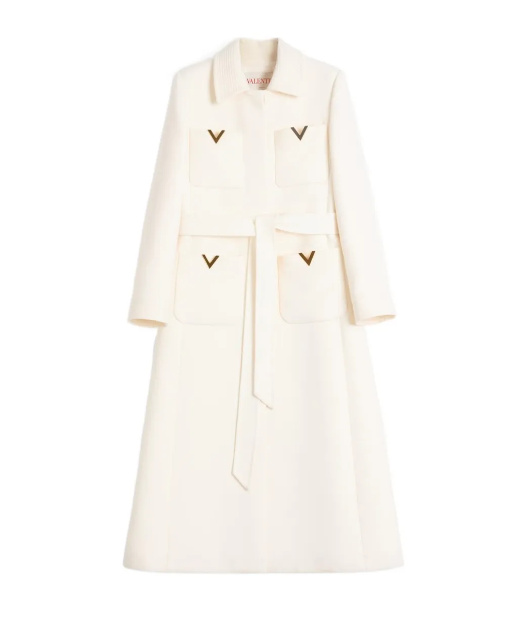 Valentino Drill Long Sleeved Belted Coat
