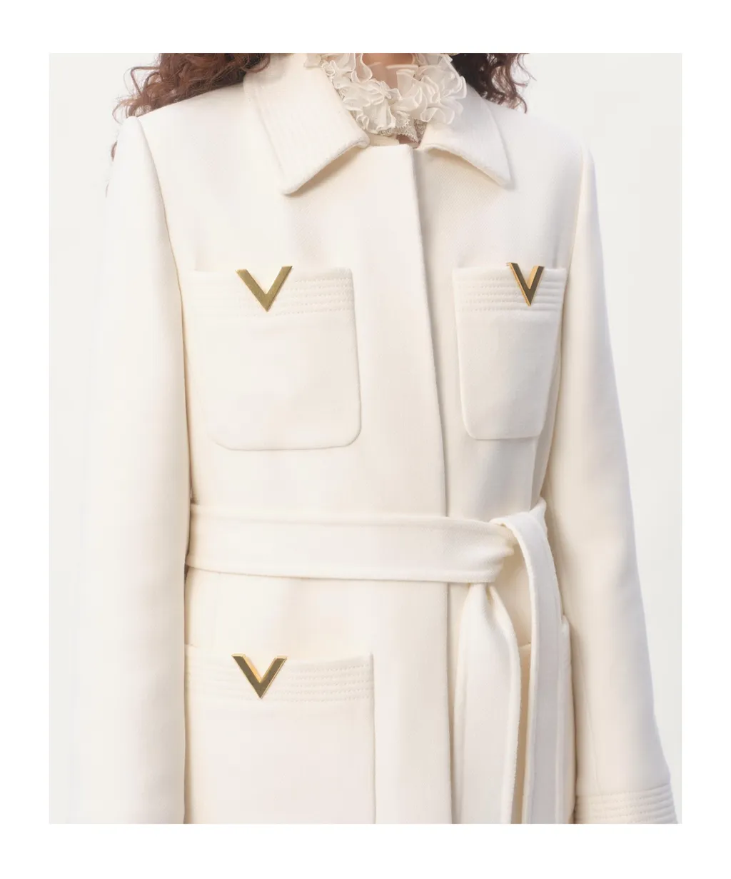 Valentino Drill Long Sleeved Belted Coat