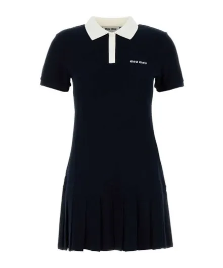 Miu Miu Logo-Embroidered Short-Sleeved Mini Polo Dress
