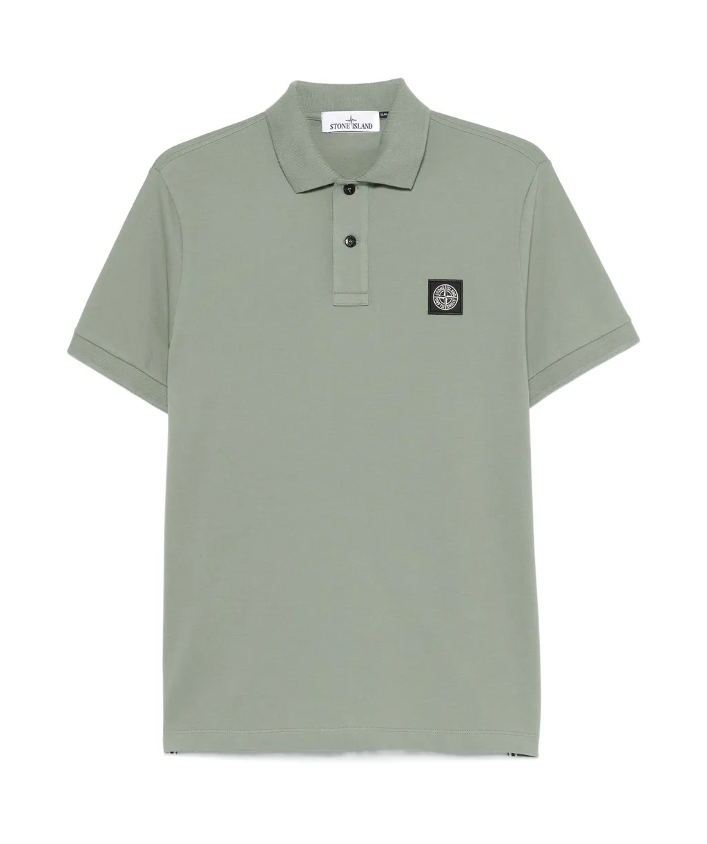 Stone Island Logo Patch Short-Sleeved Polo Shirt