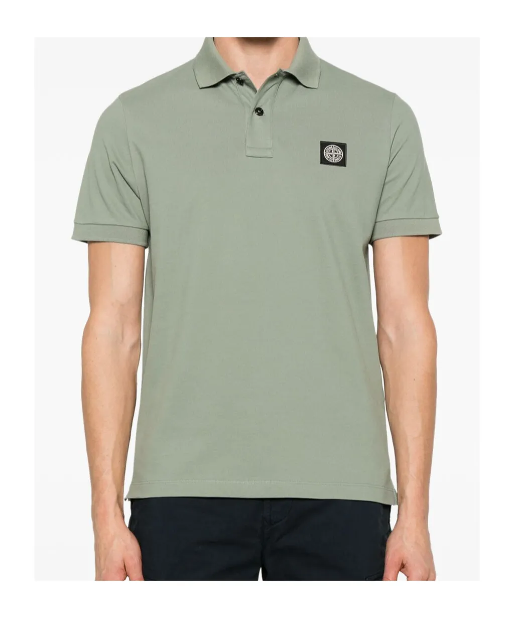 Stone Island Logo Patch Short-Sleeved Polo Shirt
