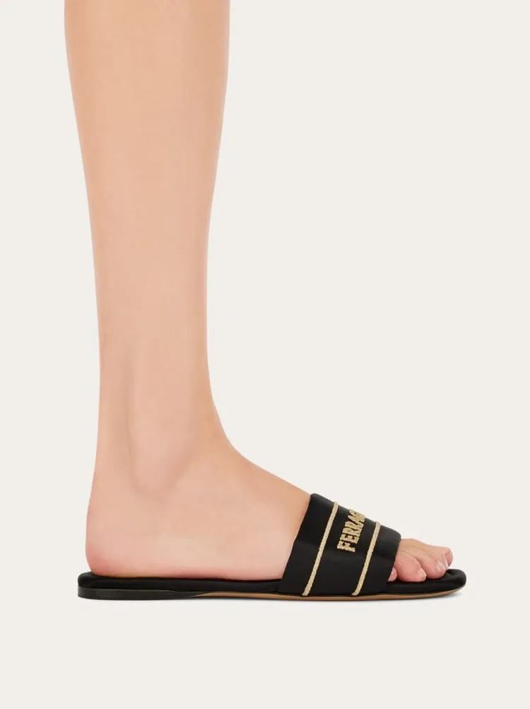 Ferragamo Logo Embroidered Slides
