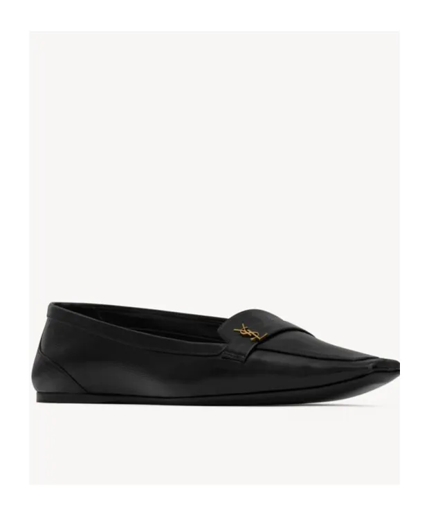 Saint Laurent Poppy Square-Toe Ballerina Shoes