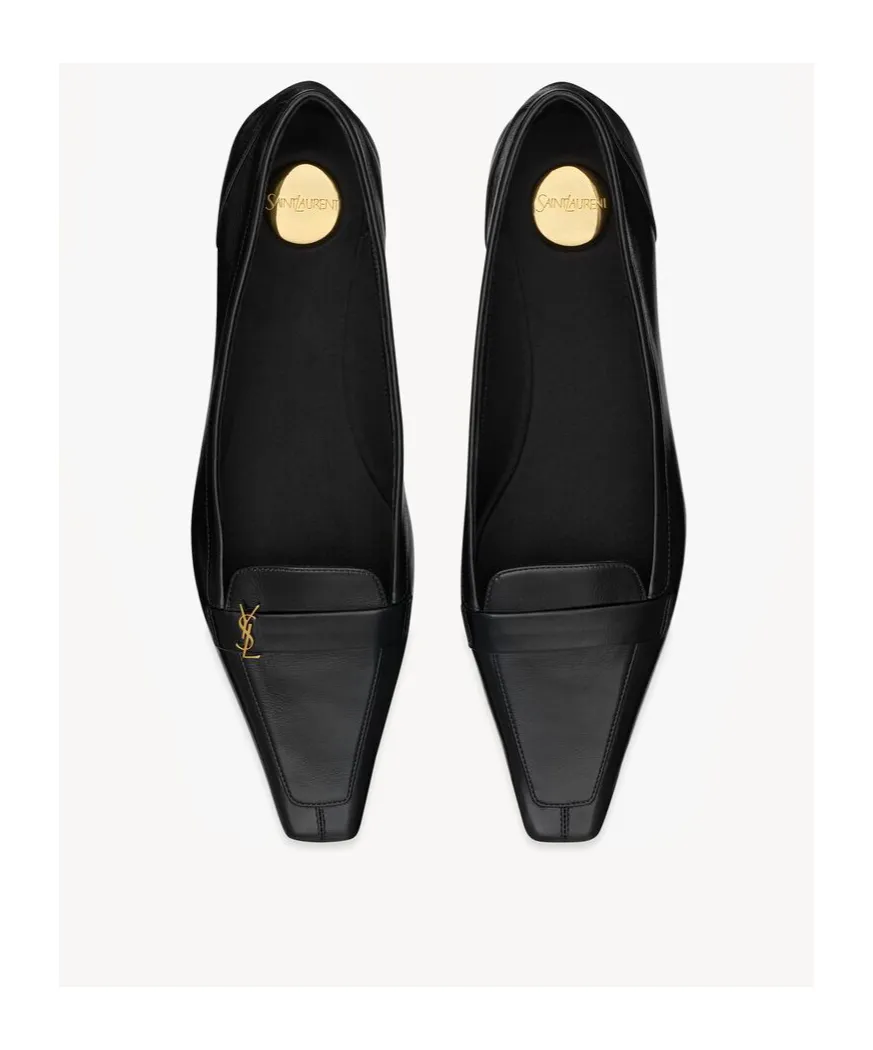 Saint Laurent Poppy Square-Toe Ballerina Shoes