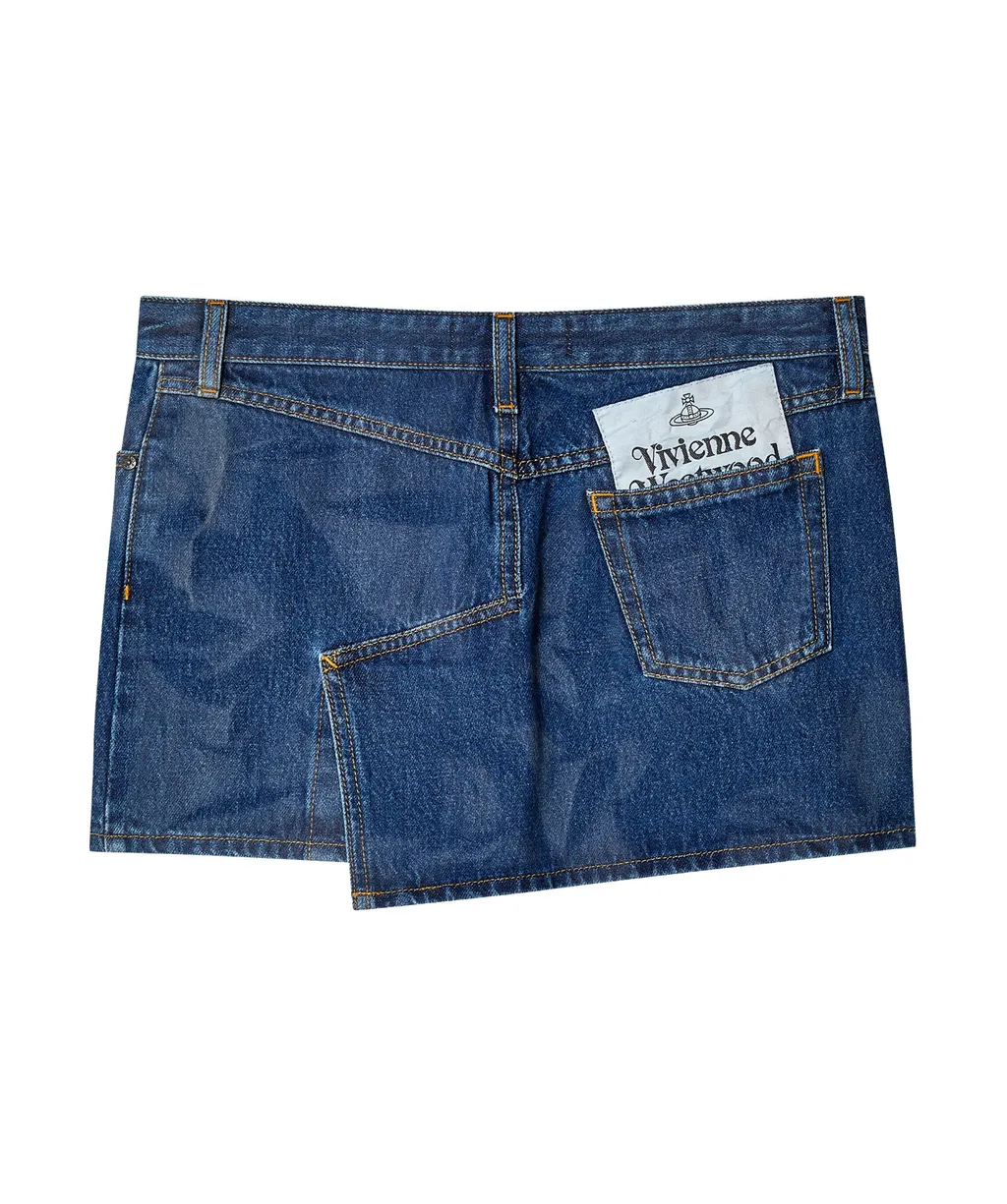 Vivienne Westwood Crease Effect Denim Mini Skirt