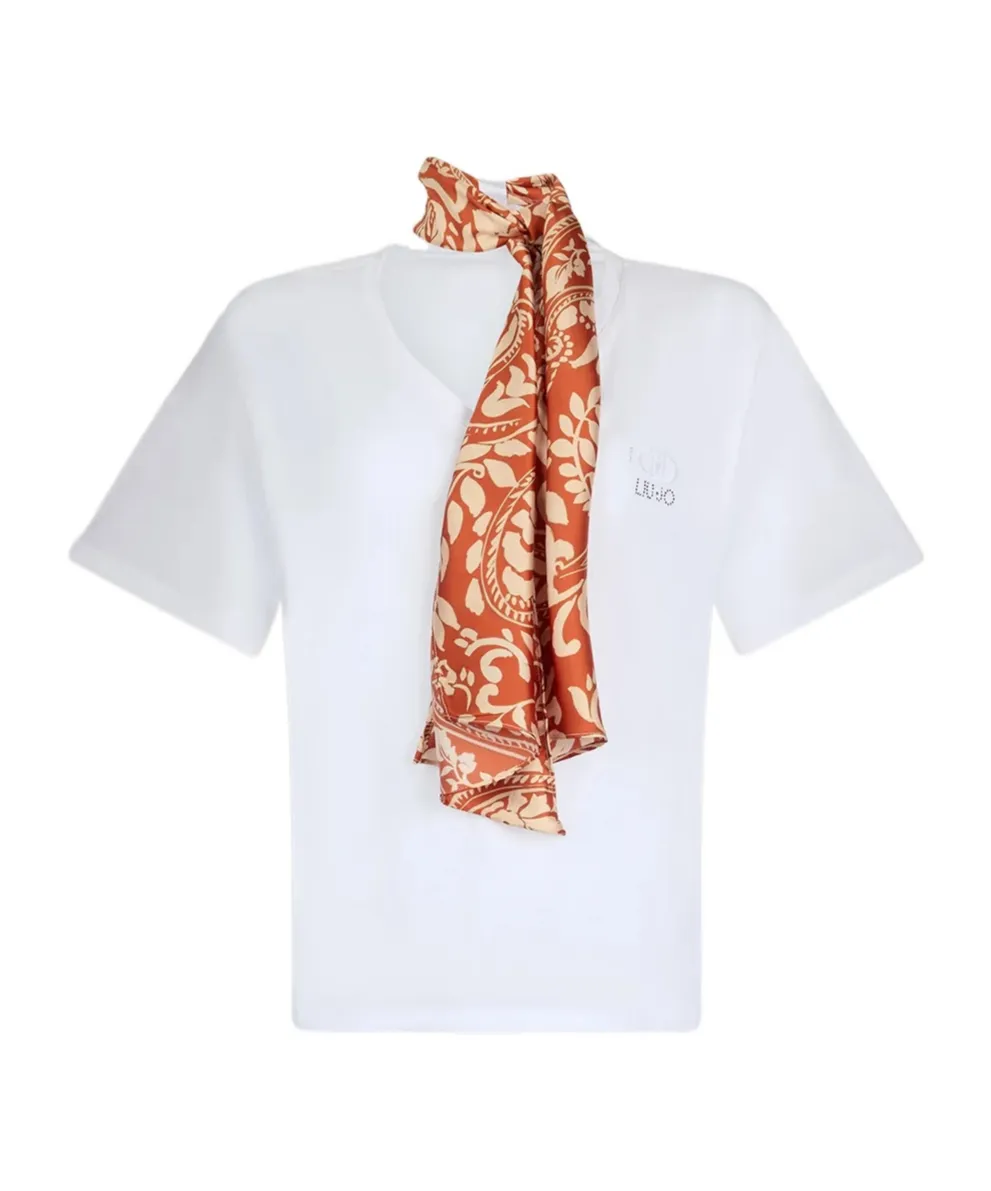 Liu Jo Logo Embellished V-Neck T-Shirt