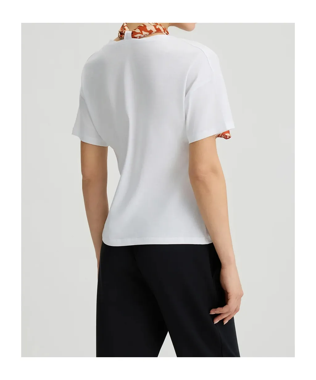 Liu Jo Logo Embellished V-Neck T-Shirt