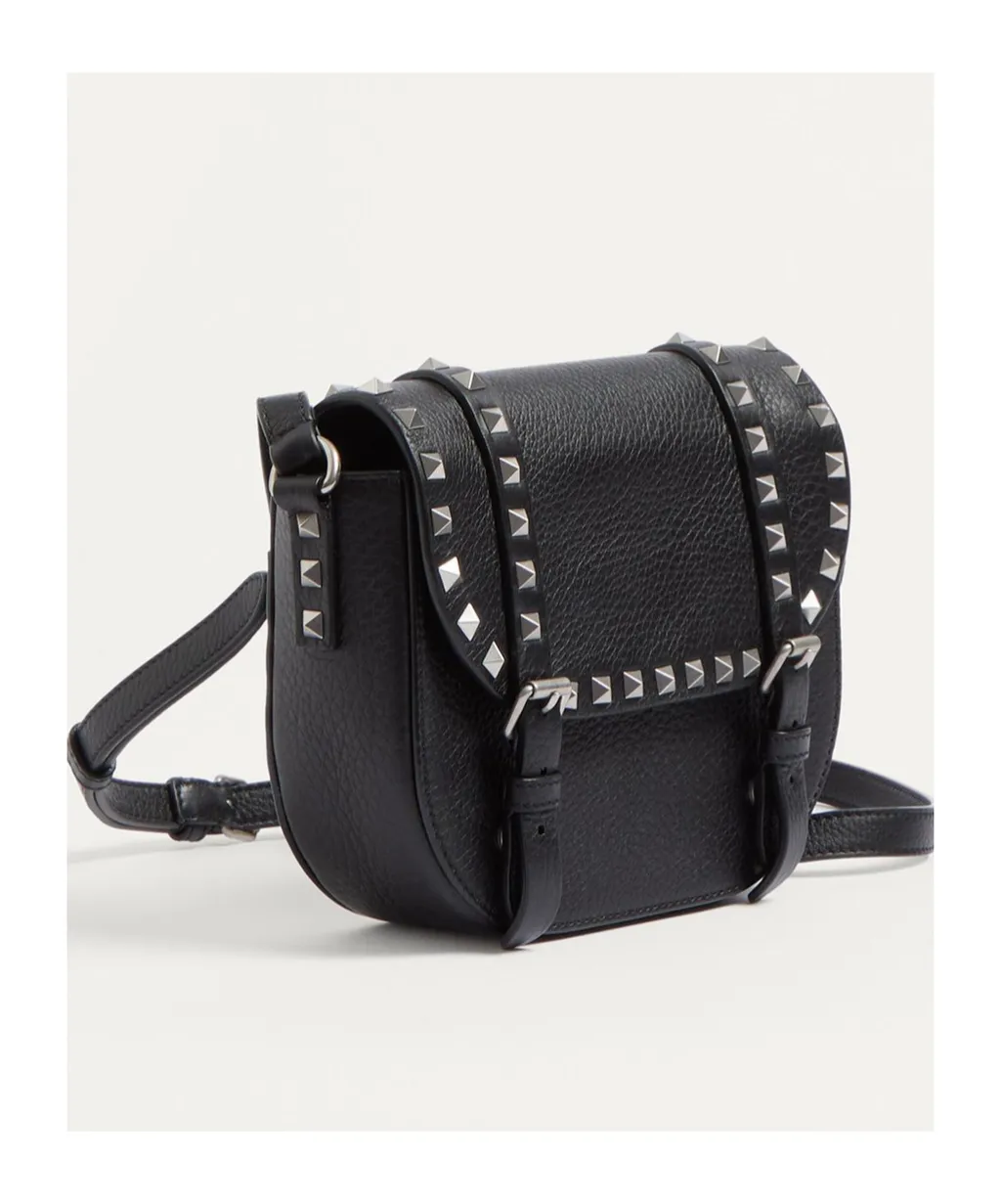 Small Rockstud Grainy Calfskin Crossbody Bag