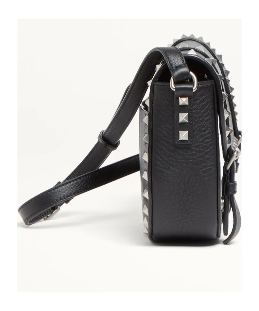 Small Rockstud Grainy Calfskin Crossbody Bag