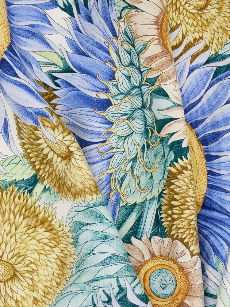 Sunflower Printed Silk Scarf