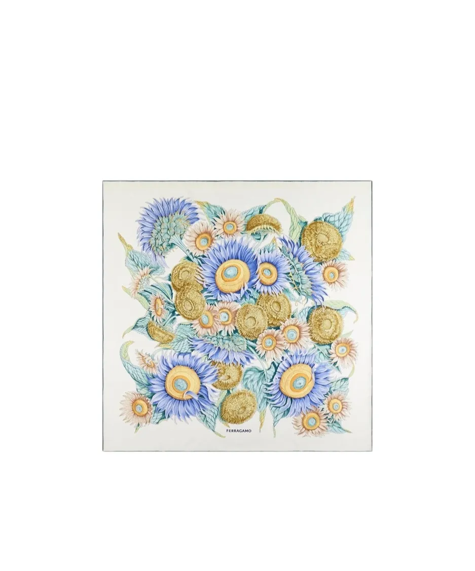 Sunflower Printed Silk Scarf