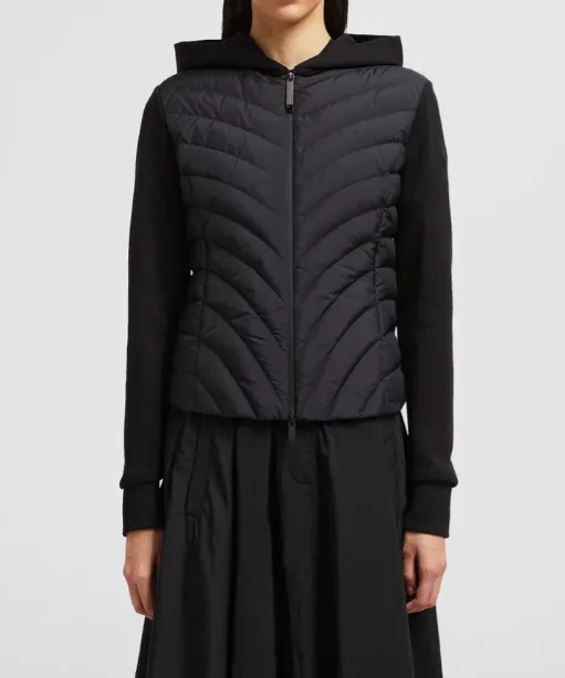 Moncler Padded Diagonal-Quilted Zip-Up Jacket