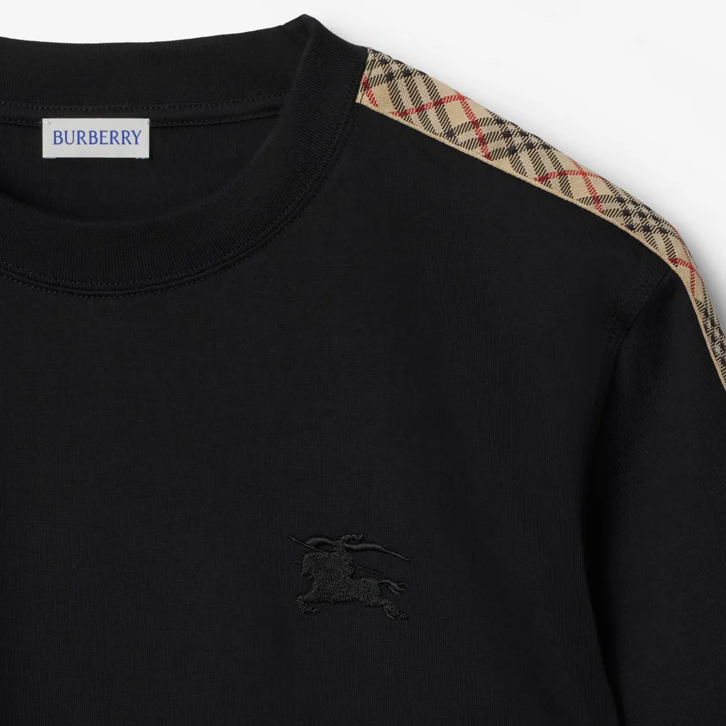 Burberry Checkered-Trim Crewneck T-Shirt